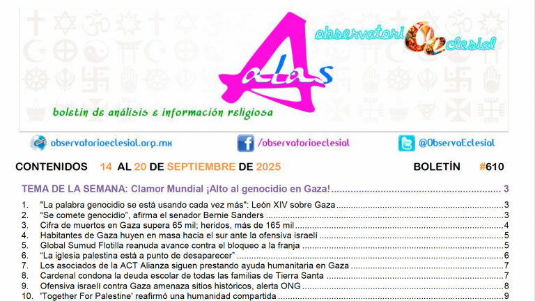 Boletín ALAS No. 610: Clamor mundial ¡Alto al genocidio en Gaza!