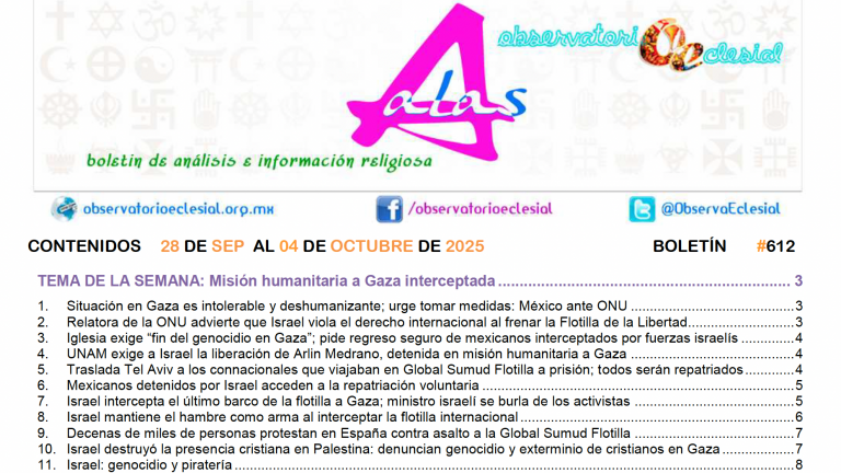 Boletín ALAS No. 612: Misión humanitaria a Gaza interceptada