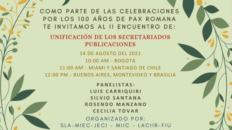Invitación: Celebración de los 100 años de Pax Romana