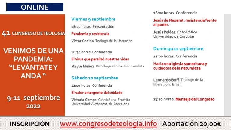 Invitación: 41.º Congreso de teología. Venimos de una pandemia: levántate y anda