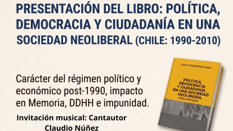 Invitación: Presentación del libro “Política, democracia y ciudadanía en una sociedad neoliberal”